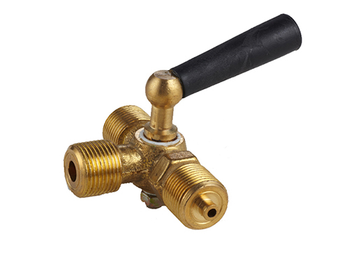 Three-way brass male valve